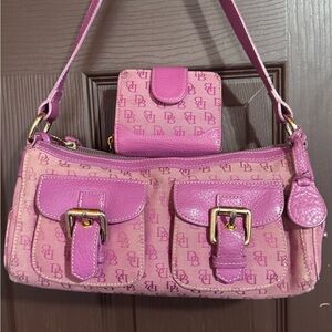 Rare Dooney & Bourke Purple Pink Shoulder Bag and Matching Wallet